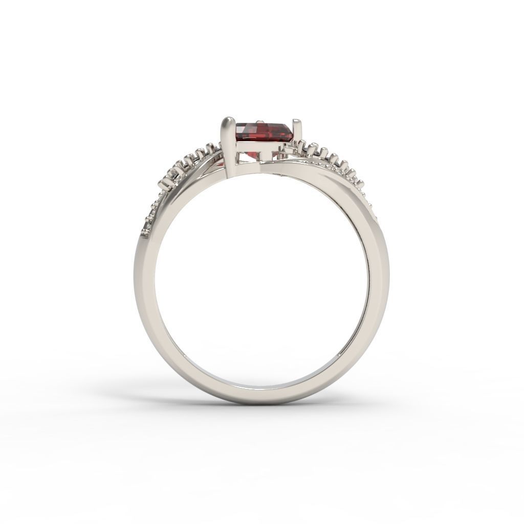 Women ring with gem and diamonds 3dm stl  3D print model_15
