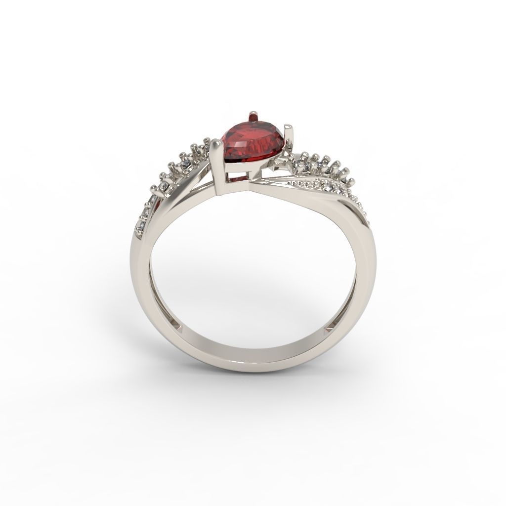 Women ring with gem and diamonds 3dm stl  3D print model_13