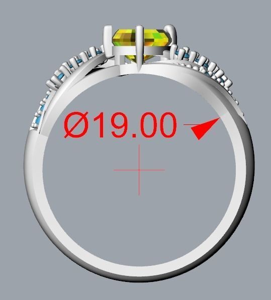 Women ring with gem and diamonds 3dm stl  3D print model_30