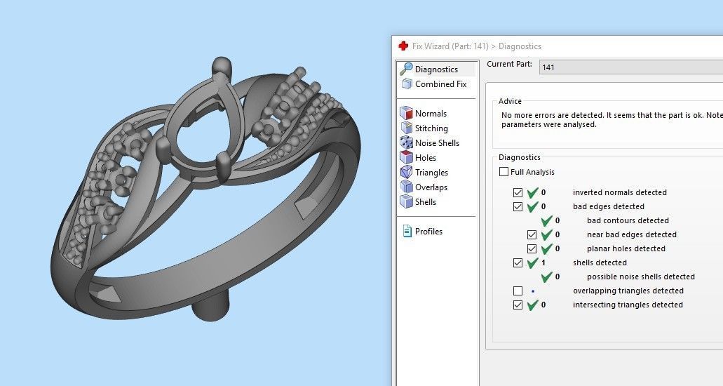 Women ring with gem and diamonds 3dm stl  3D print model_39