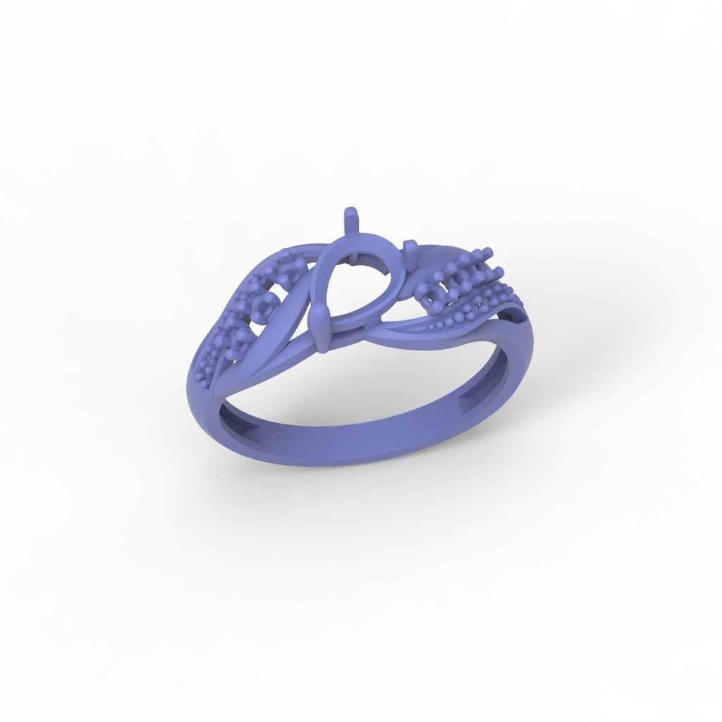 Women ring with gem and diamonds 3dm stl  3D print model_19