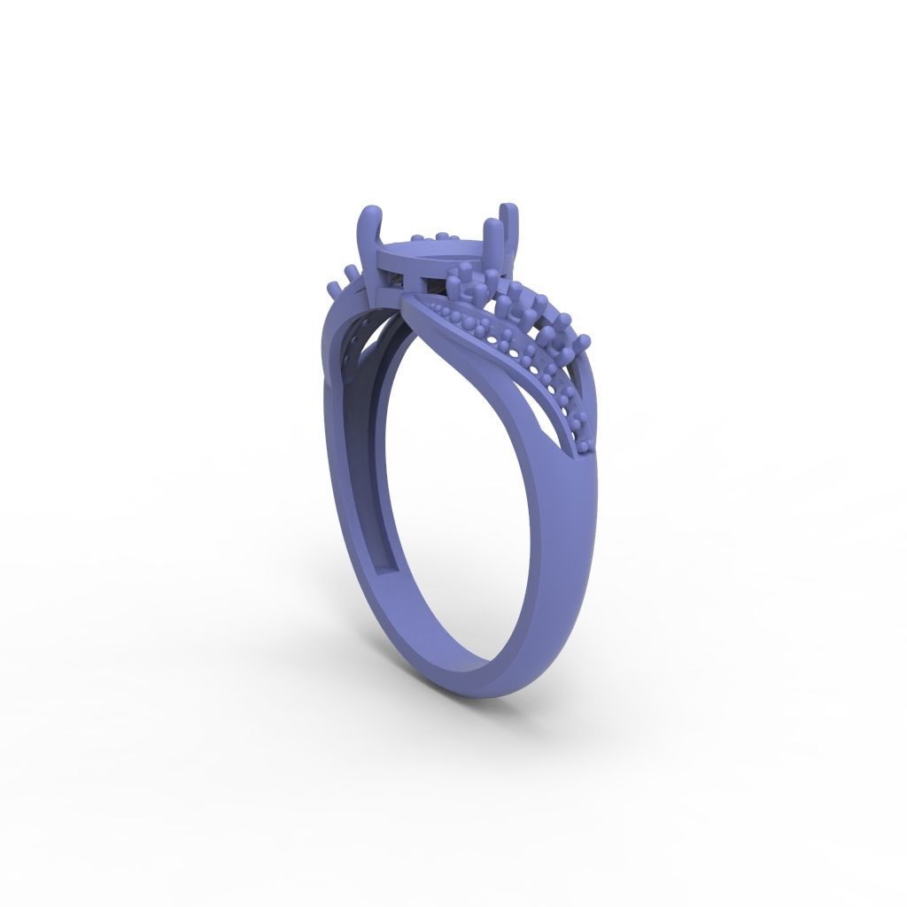 Women ring with gem and diamonds 3dm stl  3D print model_25