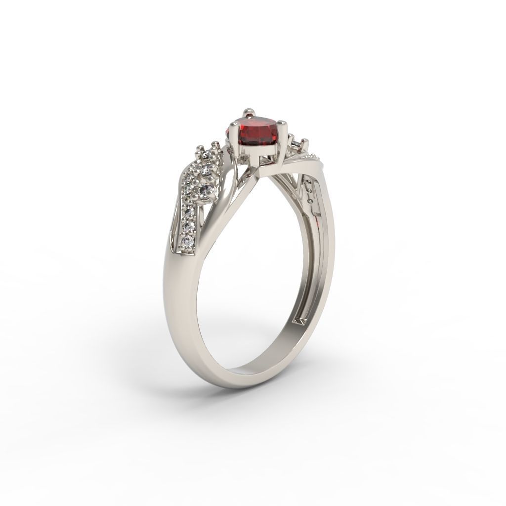Women ring with gem and diamonds 3dm stl  3D print model_17