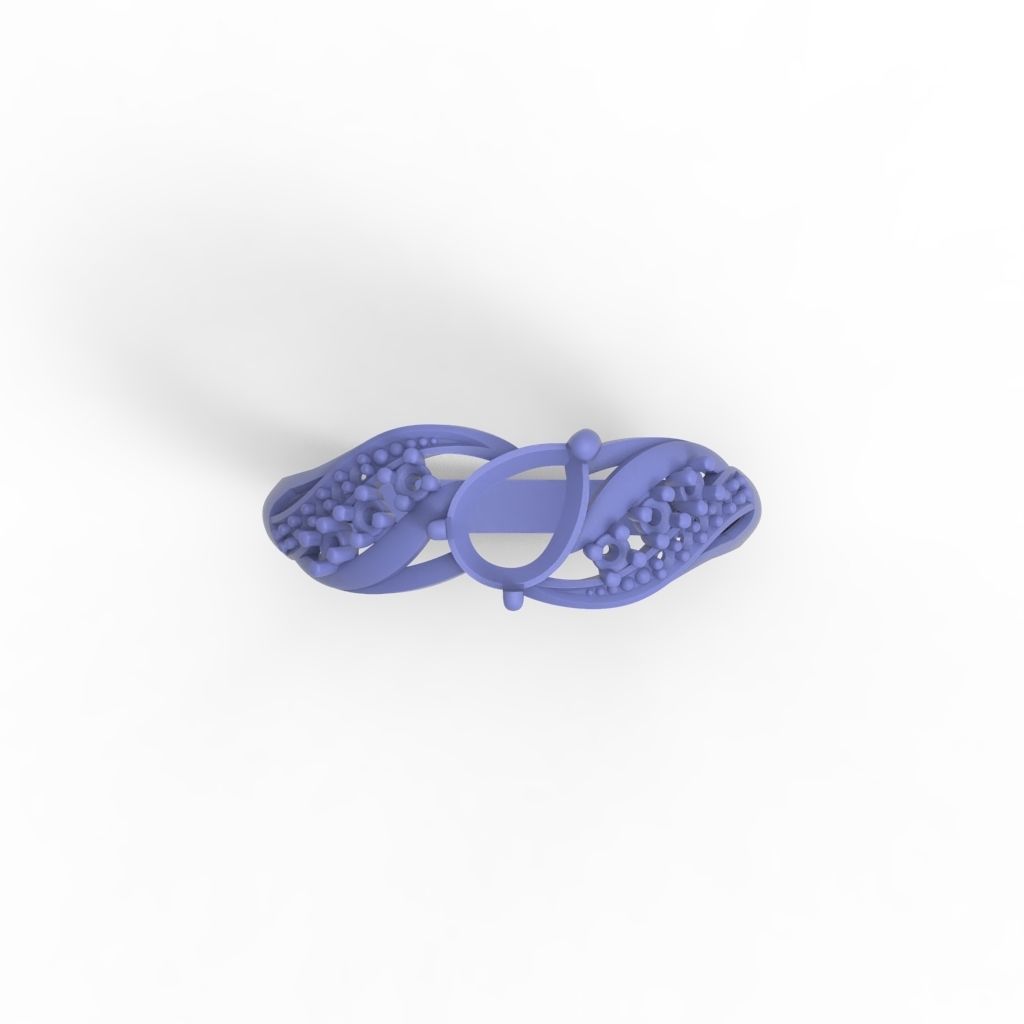 Women ring with gem and diamonds 3dm stl  3D print model_20