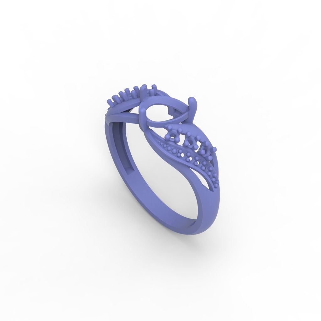 Women ring with gem and diamonds 3dm stl  3D print model_22