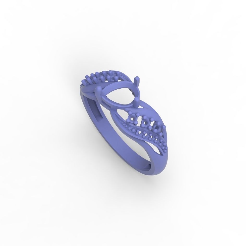 Women ring with gem and diamonds 3dm stl  3D print model_26