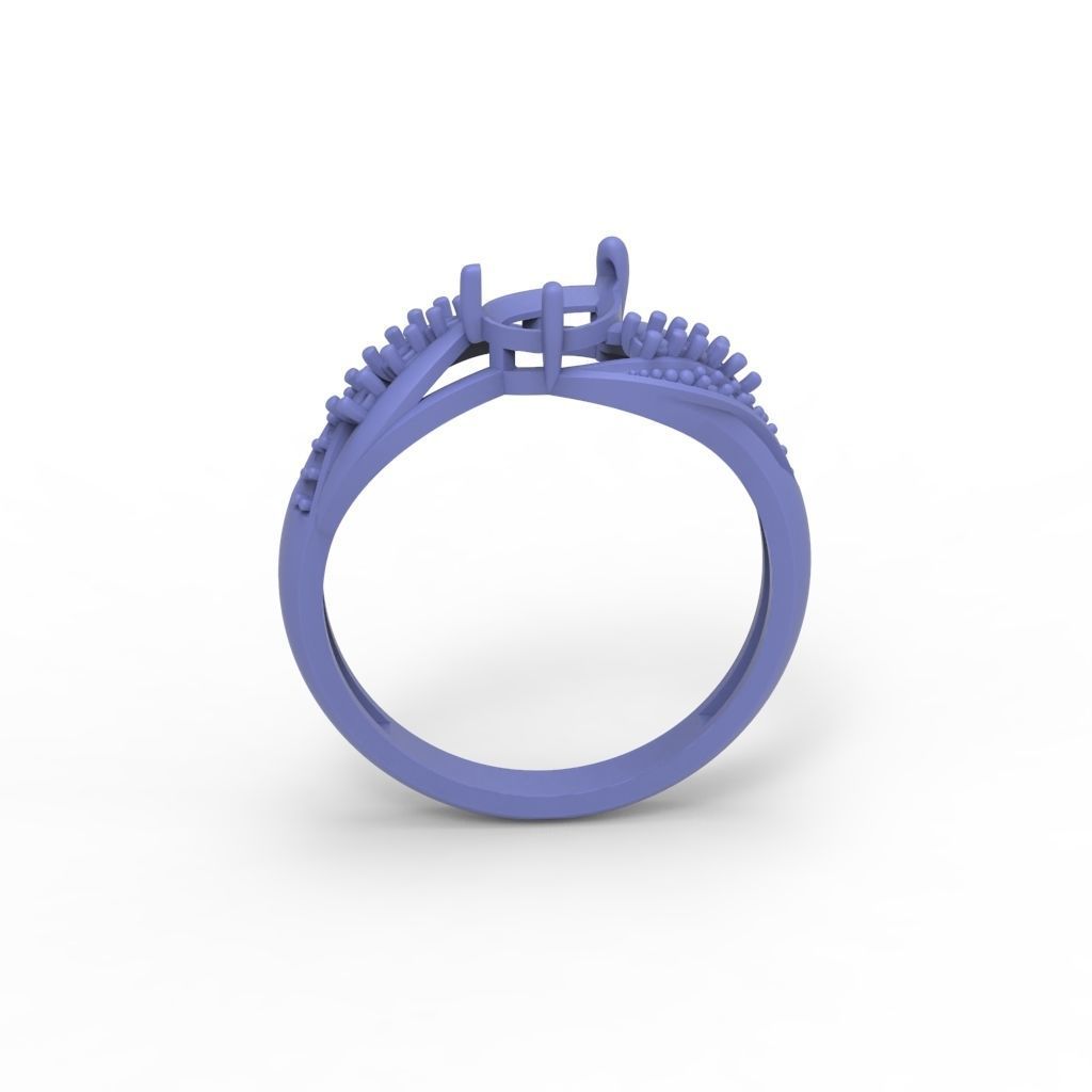 Women ring with gem and diamonds 3dm stl  3D print model_24