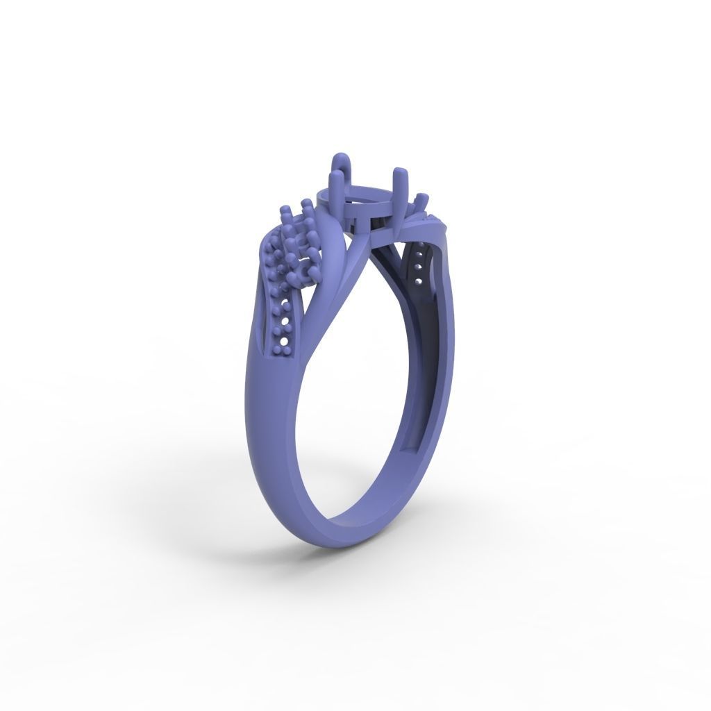 Women ring with gem and diamonds 3dm stl  3D print model_27