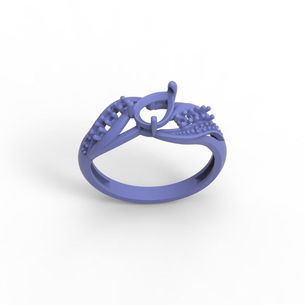 Women ring with gem and diamonds 3dm stl  3D print model_23