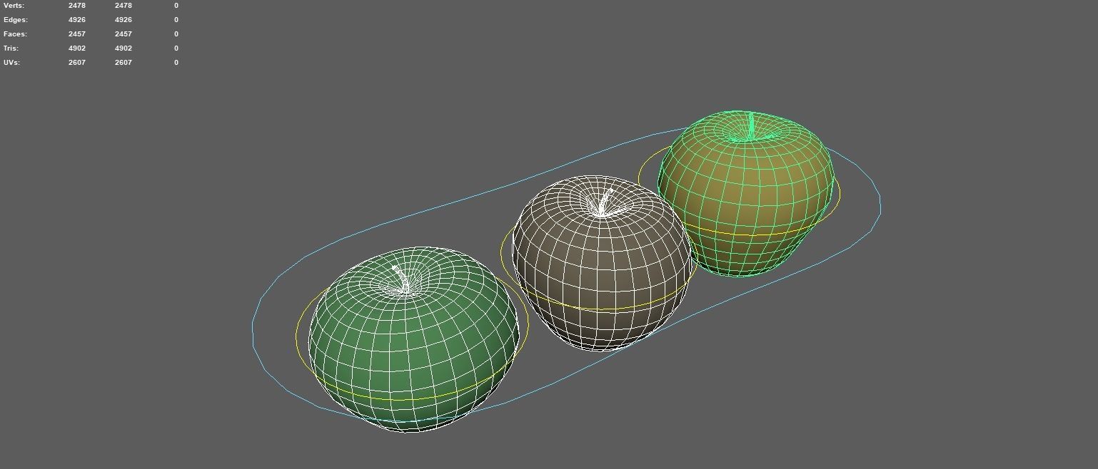 rotten apple set 3D model_1