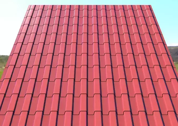 Red roof tiling material Seamless Texture