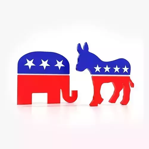 Democratic Donkey and Republican Elephant political symbols 3D model