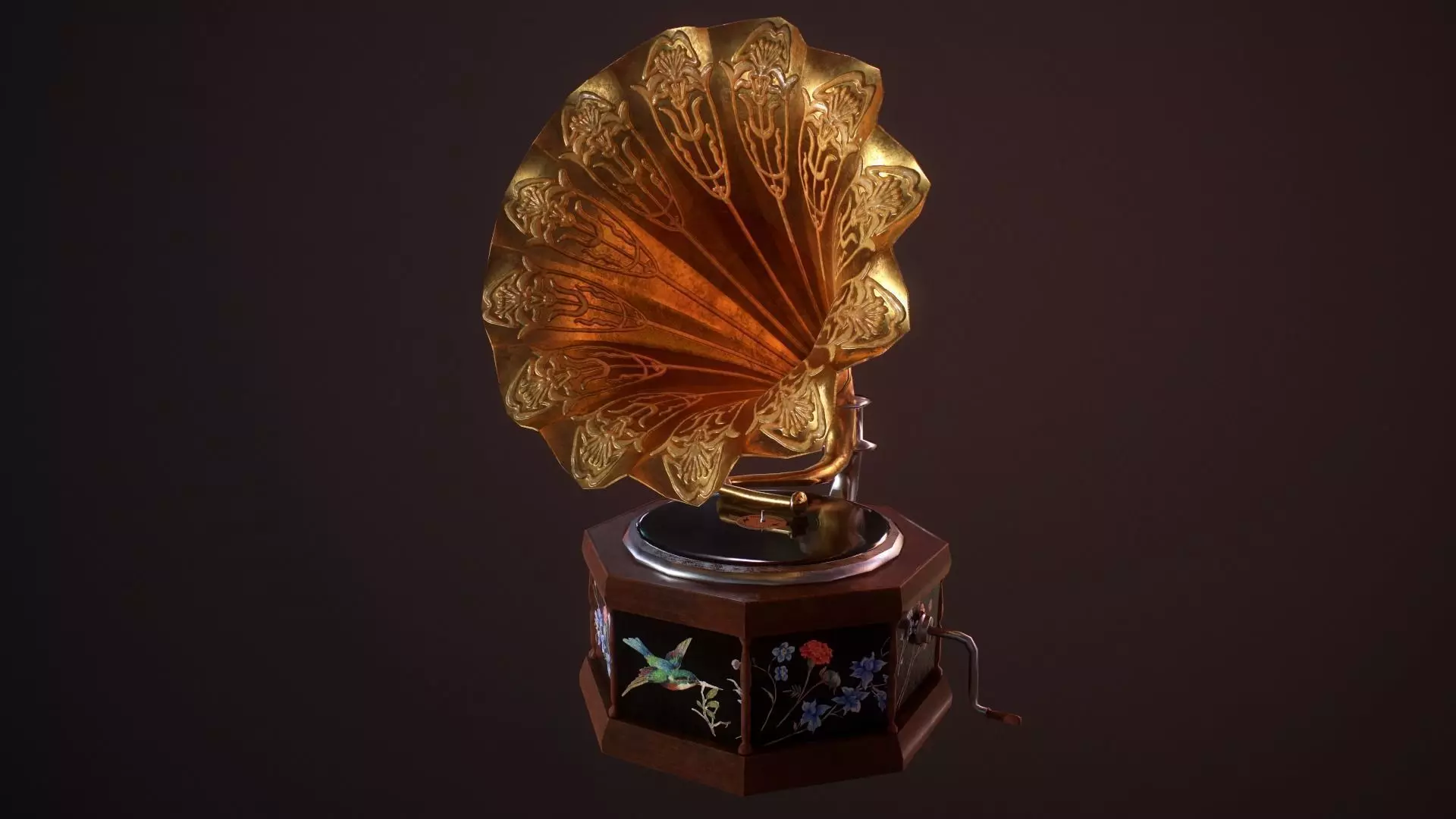 Gramophone Low-poly 3D model_0