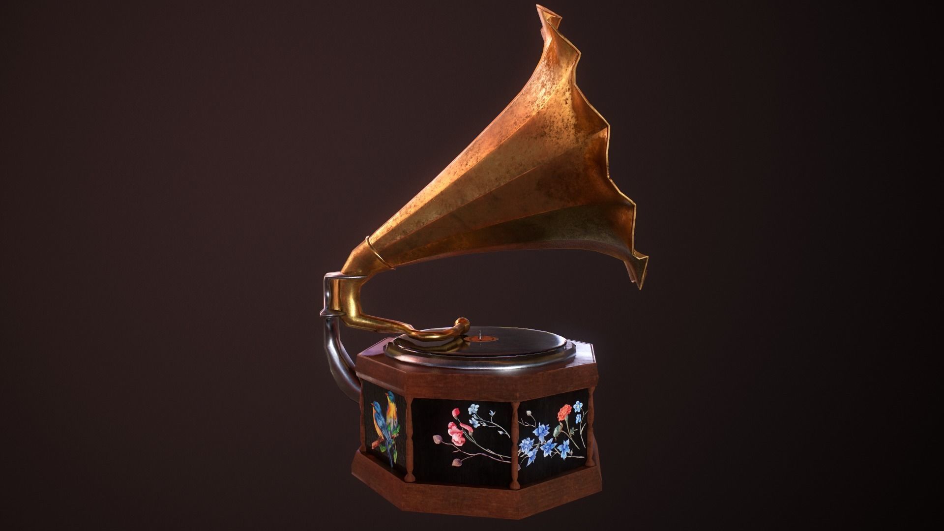 Gramophone Low-poly 3D model_5