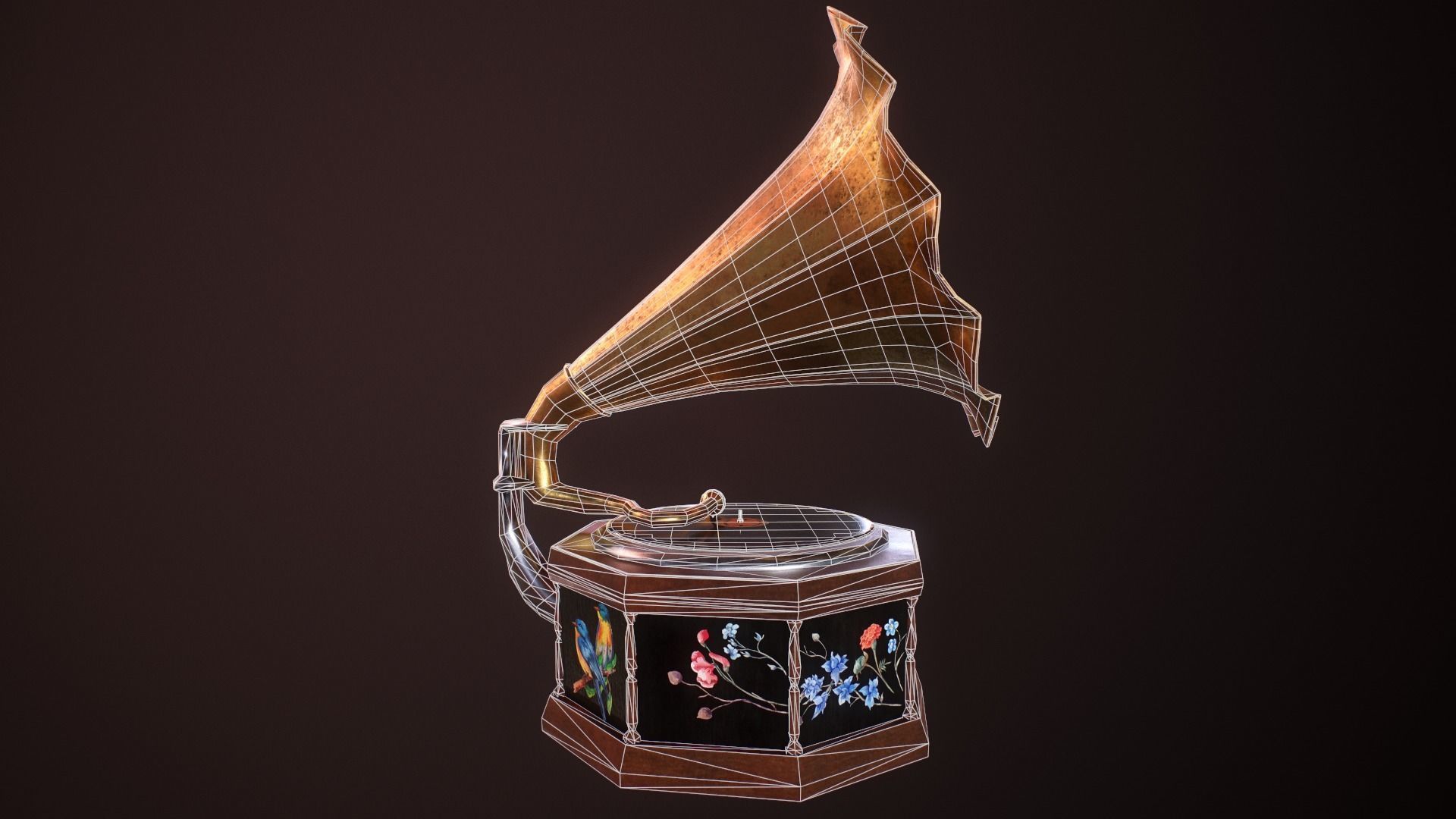 Gramophone Low-poly 3D model_8