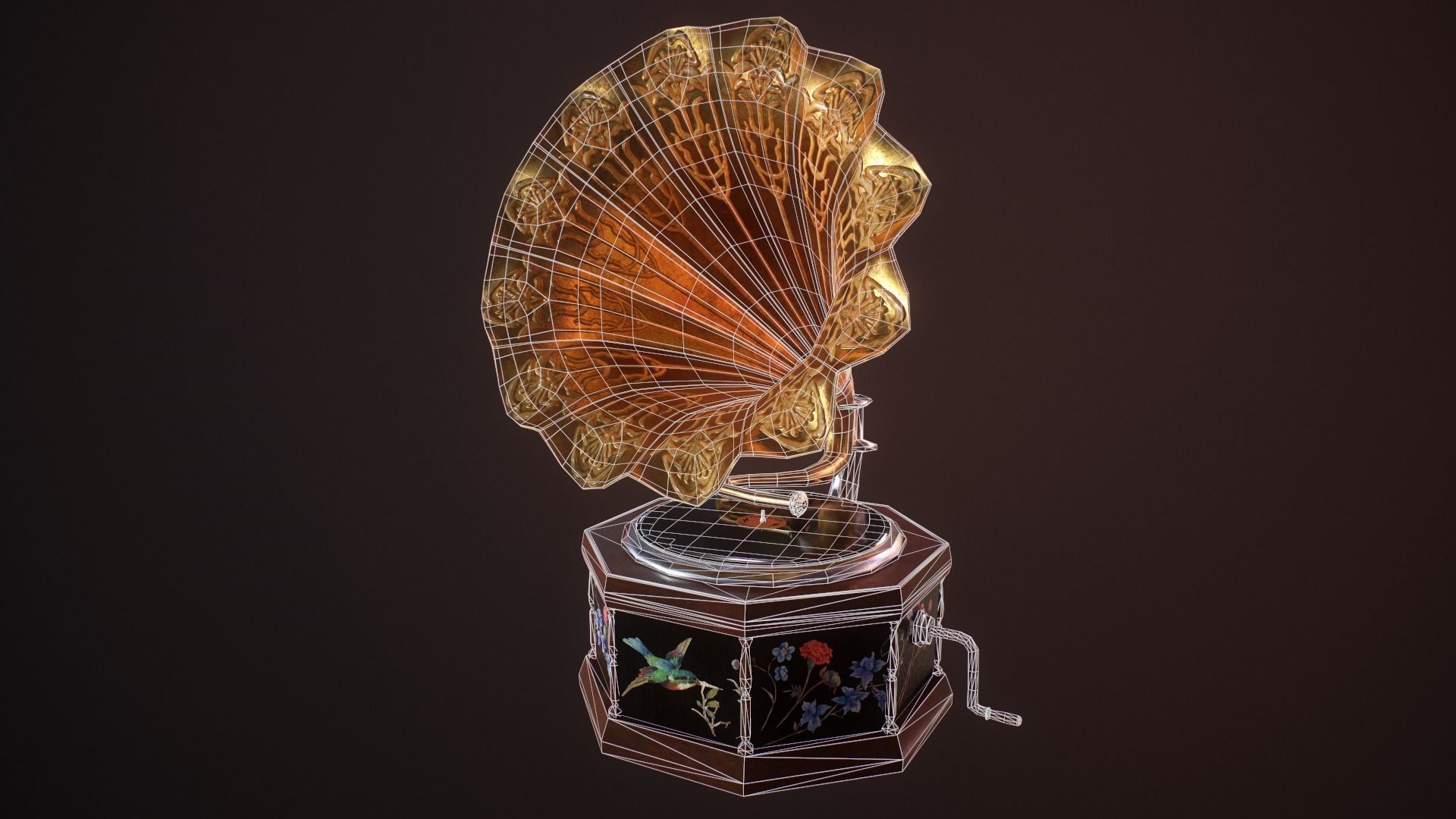 Gramophone Low-poly 3D model_6