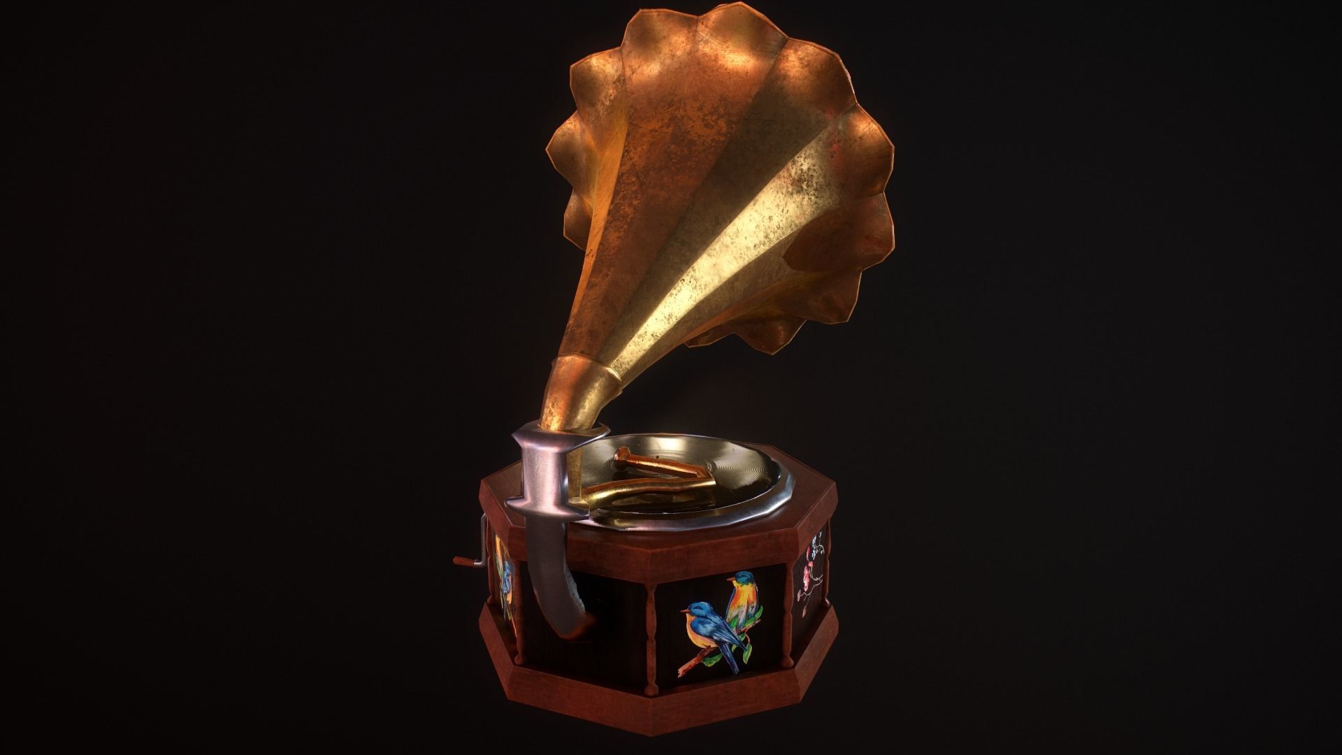 Gramophone Low-poly 3D model_4