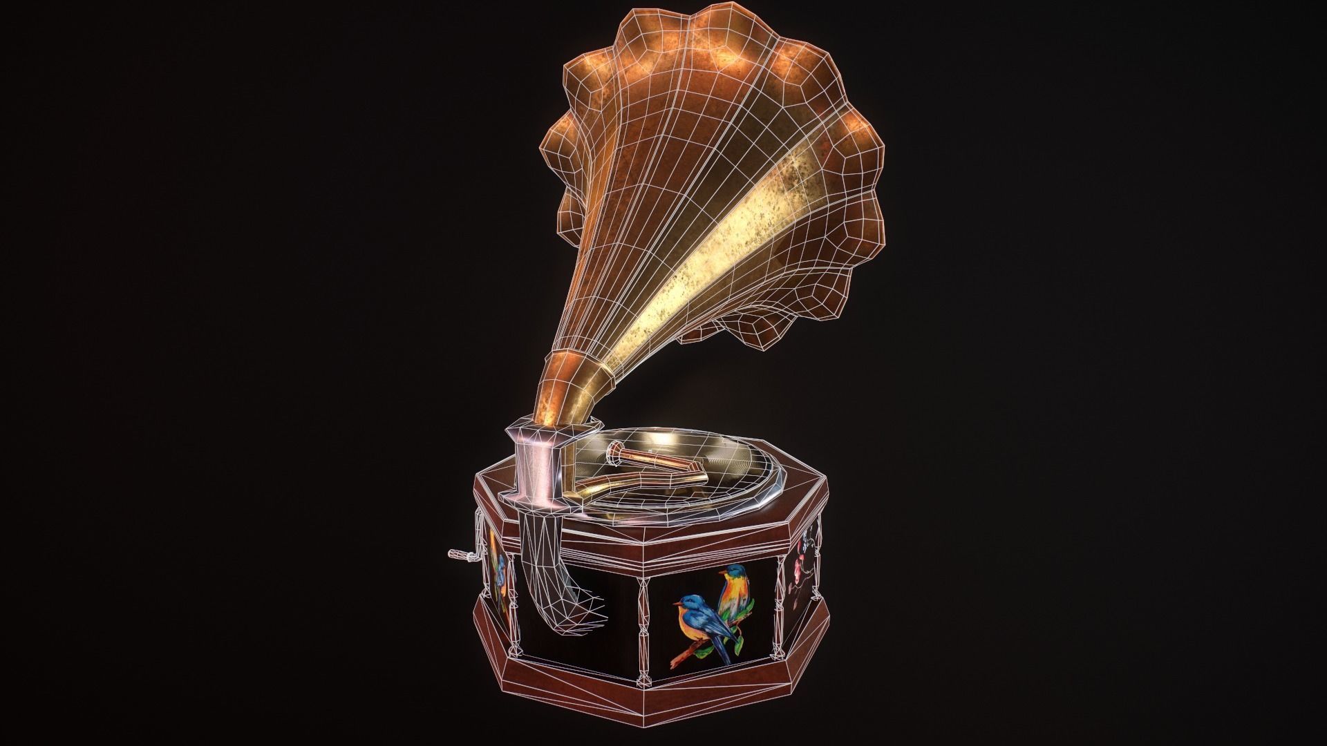 Gramophone Low-poly 3D model_7