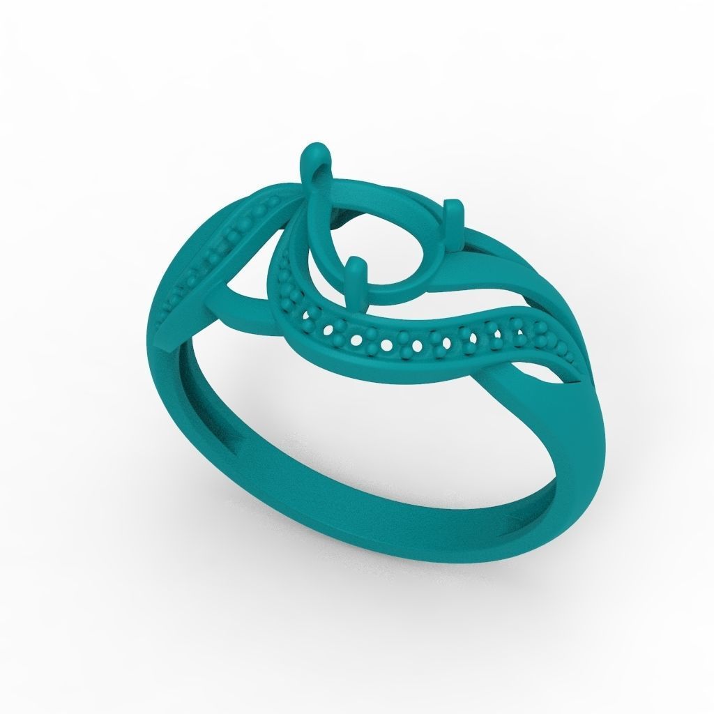 Women ring sapphire and diamonds 3dm stl 3D print model 3D print model_13