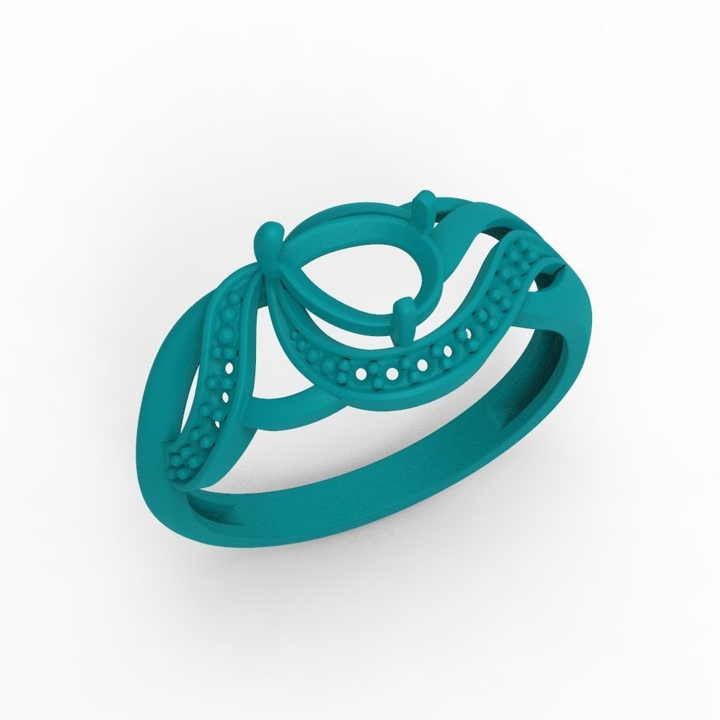 Women ring sapphire and diamonds 3dm stl 3D print model 3D print model_12