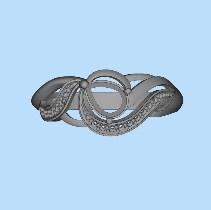 Women ring sapphire and diamonds 3dm stl 3D print model 3D print model_26