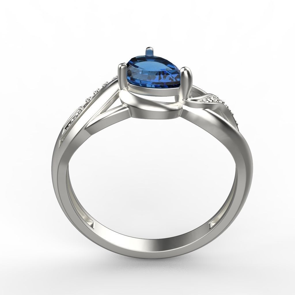 Women ring sapphire and diamonds 3dm stl 3D print model 3D print model_9