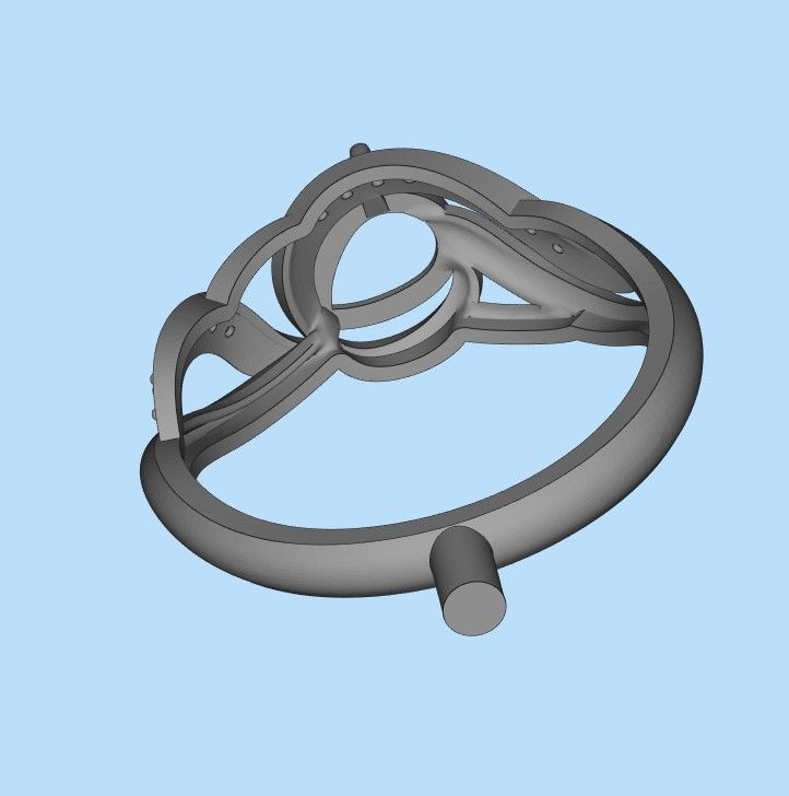 Women ring sapphire and diamonds 3dm stl 3D print model 3D print model_24