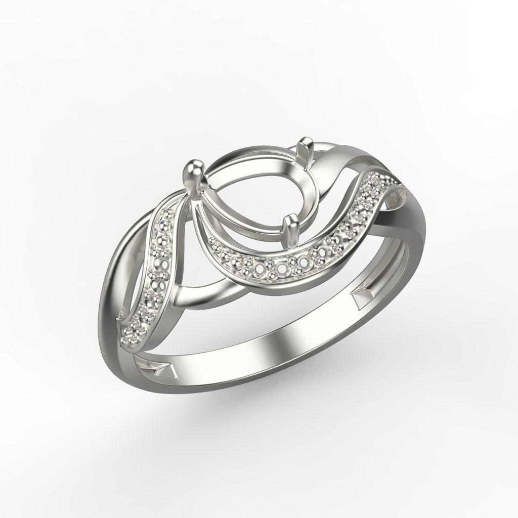 Women ring sapphire and diamonds 3dm stl 3D print model 3D print model_11