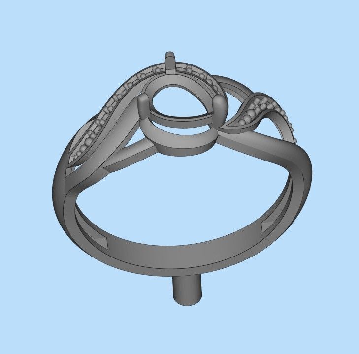 Women ring sapphire and diamonds 3dm stl 3D print model 3D print model_25