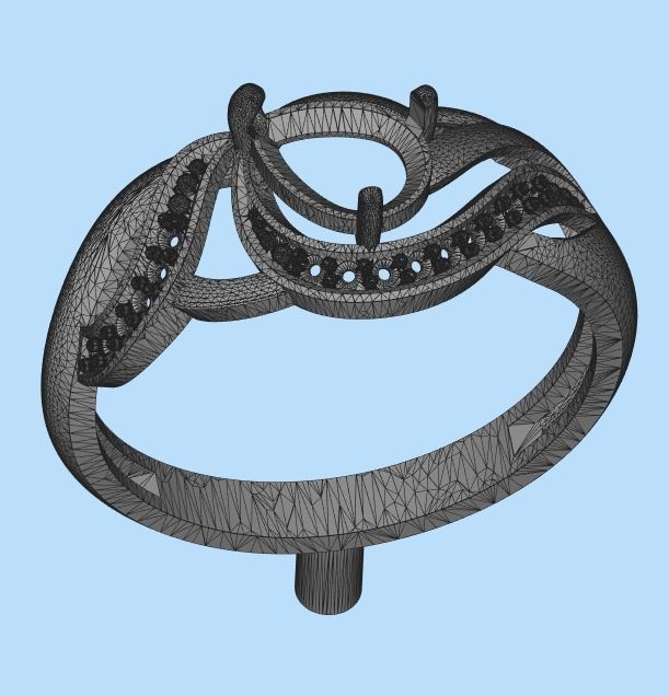 Women ring sapphire and diamonds 3dm stl 3D print model 3D print model_28