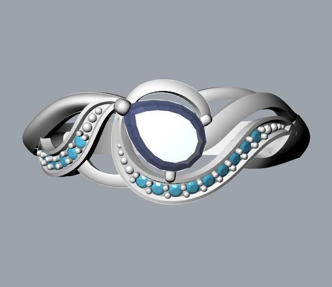 Women ring sapphire and diamonds 3dm stl 3D print model 3D print model_18