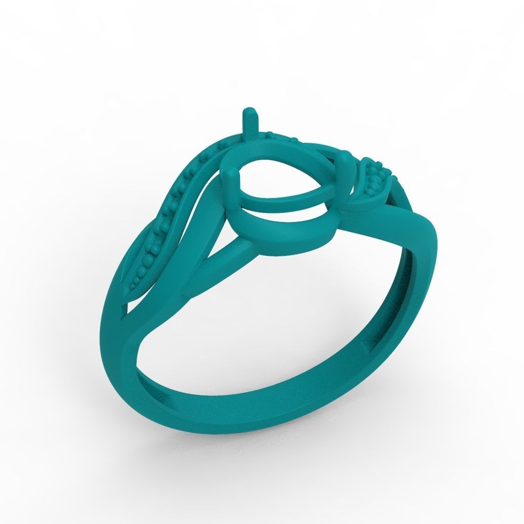 Women ring sapphire and diamonds 3dm stl 3D print model 3D print model_14