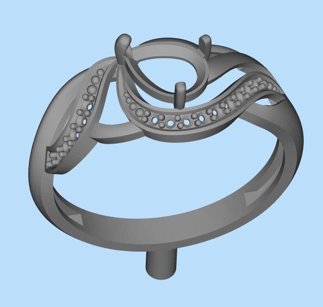 Women ring sapphire and diamonds 3dm stl 3D print model 3D print model_23
