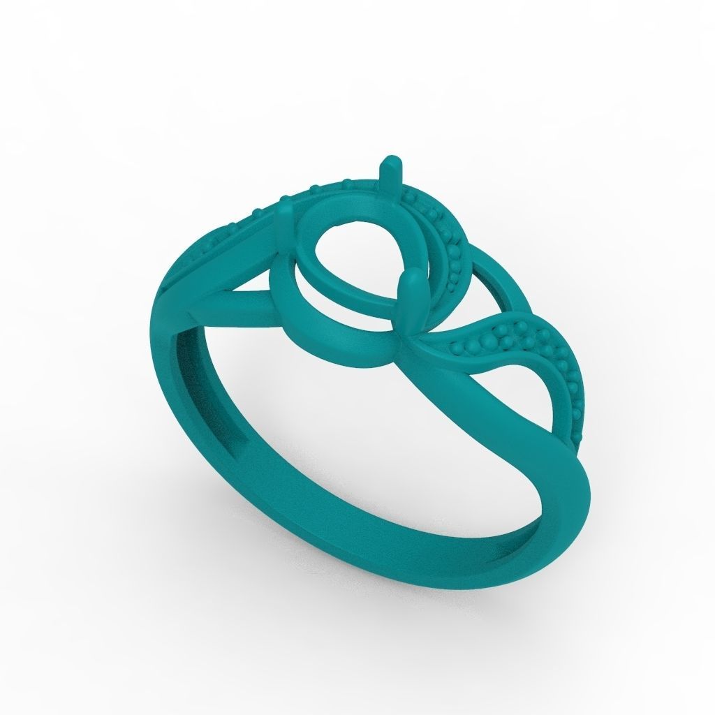 Women ring sapphire and diamonds 3dm stl 3D print model 3D print model_15