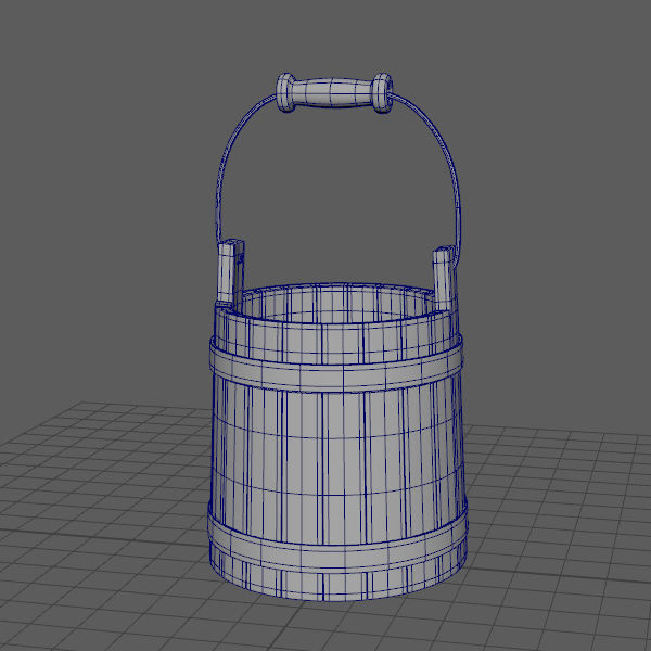Wooden Bucket 3D model_5