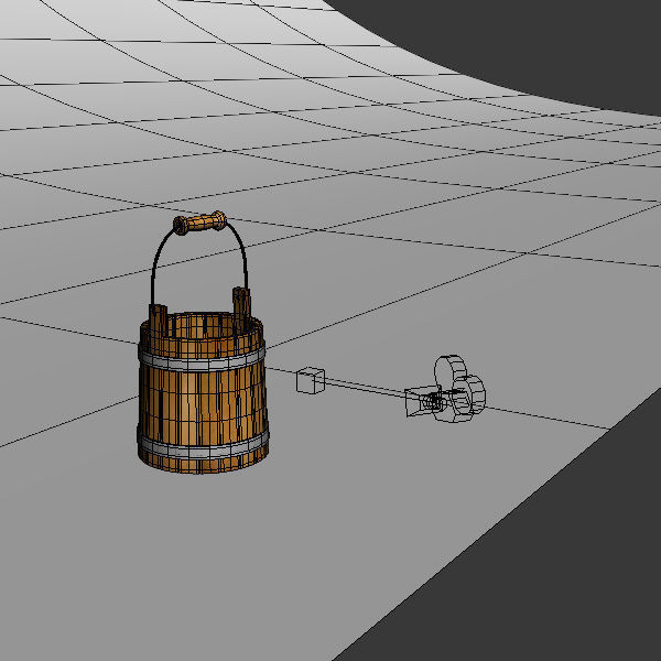 Wooden Bucket 3D model_2