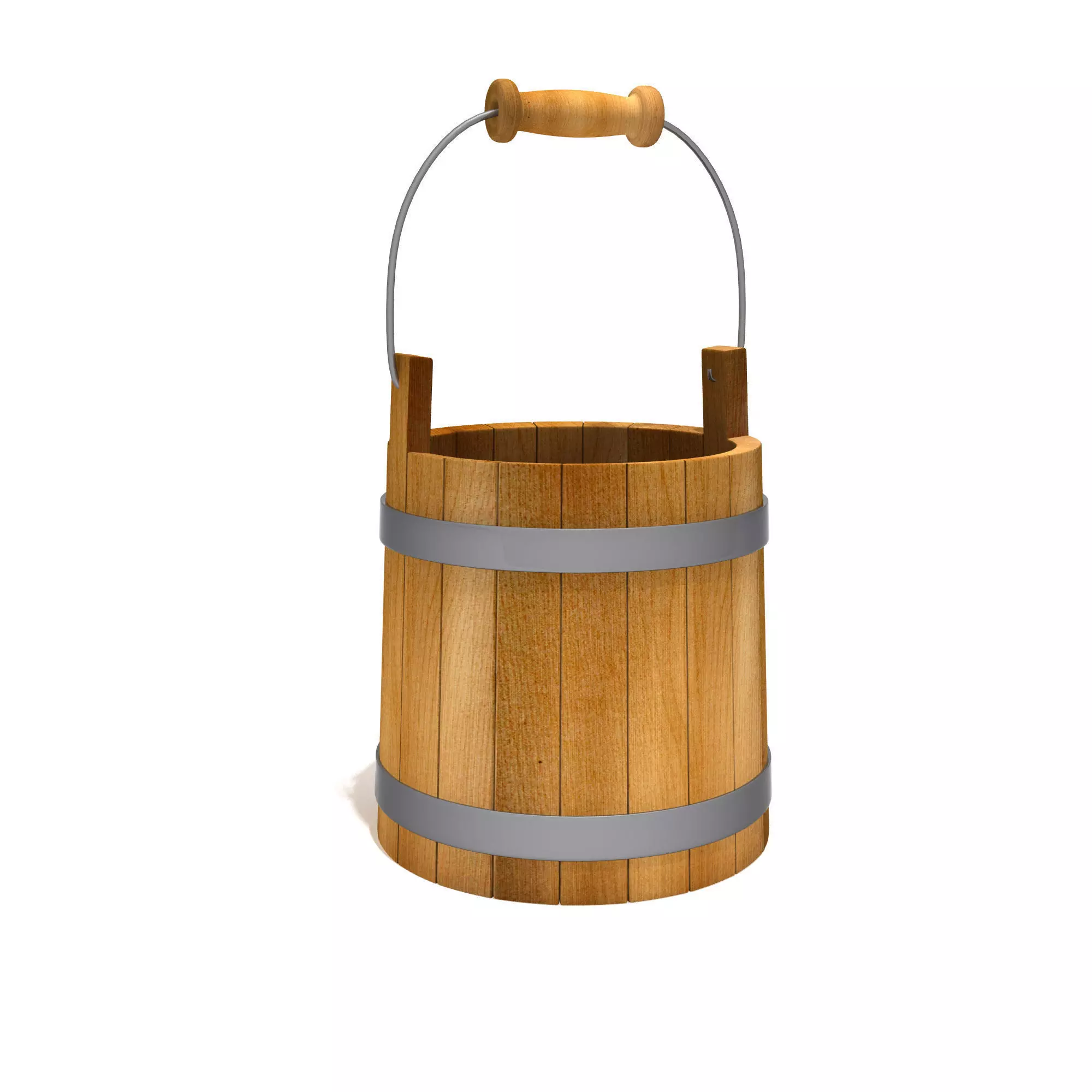 Wooden Bucket 3D model_0
