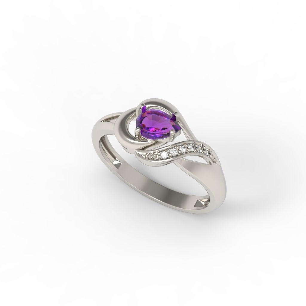 Women Ring sapphire and diamonds 3dm stl 3D print model 3D print model_19