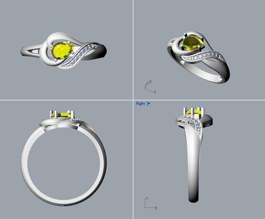 Women Ring sapphire and diamonds 3dm stl 3D print model 3D print model_36