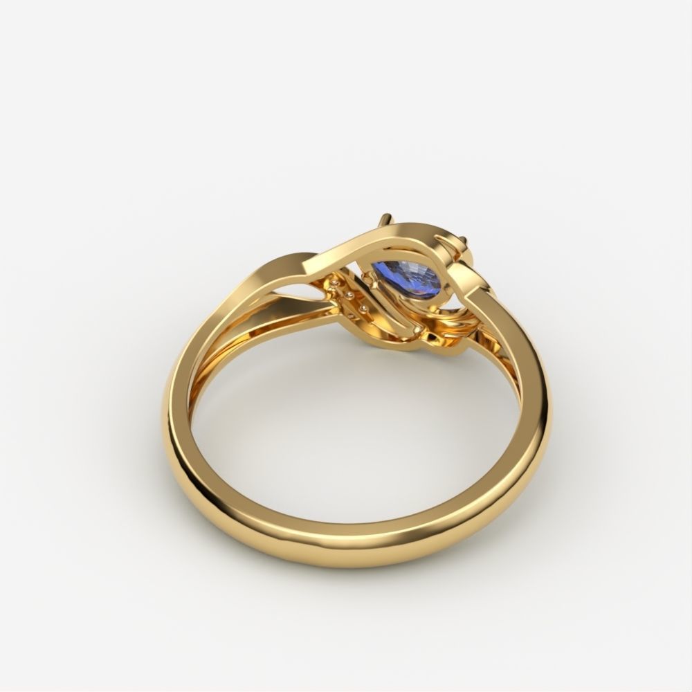 Women Ring sapphire and diamonds 3dm stl 3D print model 3D print model_6