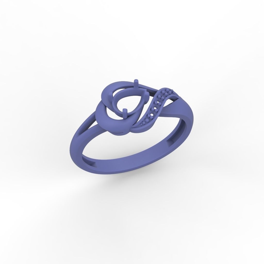 Women Ring sapphire and diamonds 3dm stl 3D print model 3D print model_24