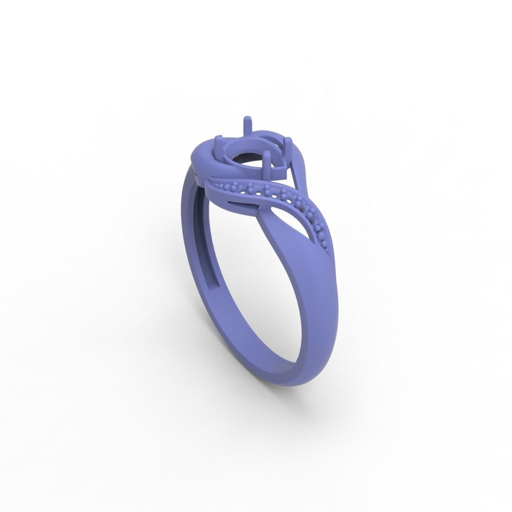 Women Ring sapphire and diamonds 3dm stl 3D print model 3D print model_23