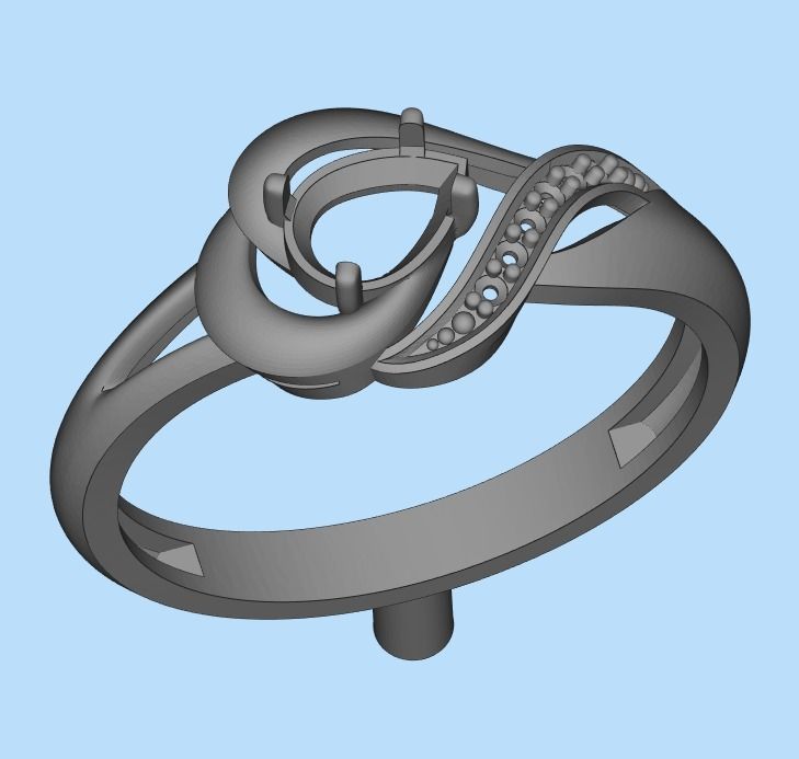 Women Ring sapphire and diamonds 3dm stl 3D print model 3D print model_47