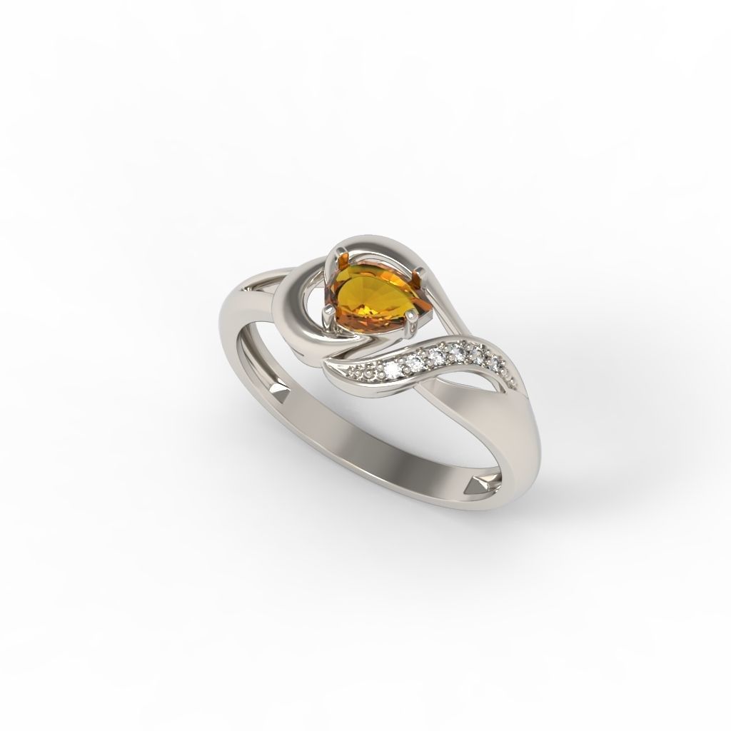 Women Ring sapphire and diamonds 3dm stl 3D print model 3D print model_16