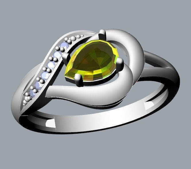 Women Ring sapphire and diamonds 3dm stl 3D print model 3D print model_38