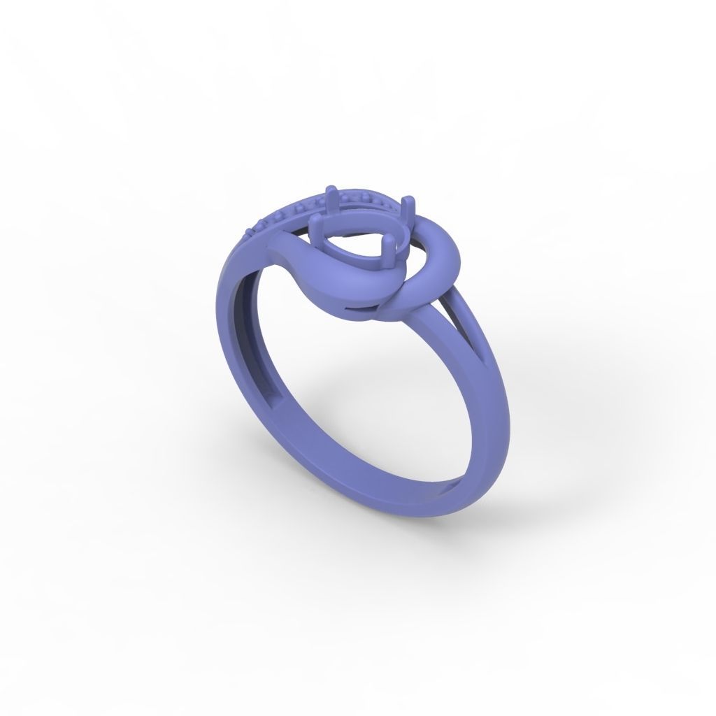 Women Ring sapphire and diamonds 3dm stl 3D print model 3D print model_25