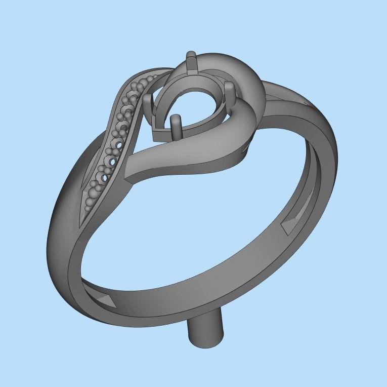 Women Ring sapphire and diamonds 3dm stl 3D print model 3D print model_46
