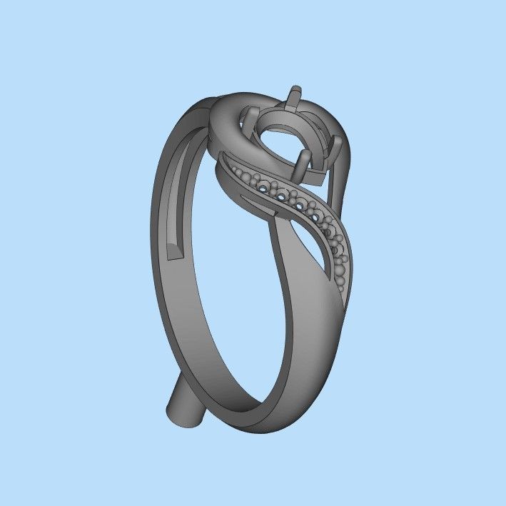 Women Ring sapphire and diamonds 3dm stl 3D print model 3D print model_48