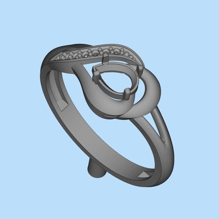 Women Ring sapphire and diamonds 3dm stl 3D print model 3D print model_52