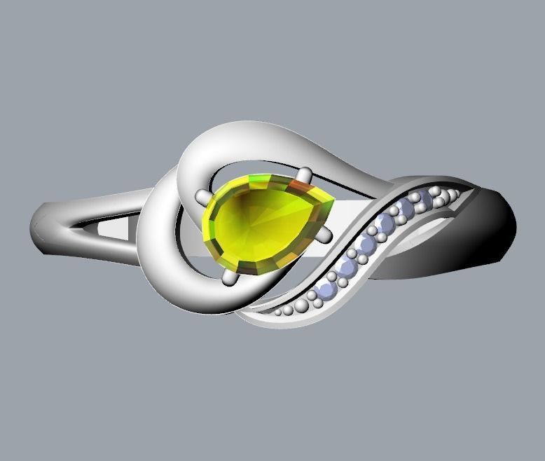 Women Ring sapphire and diamonds 3dm stl 3D print model 3D print model_39
